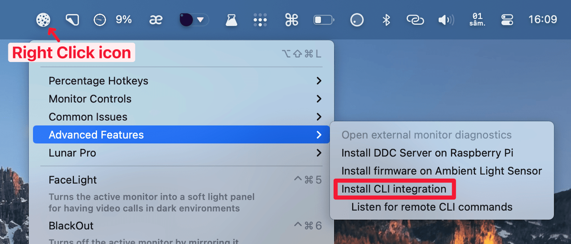 Install CLI Integration menu item
